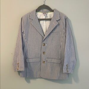 Kitestrings by Hartstrings boys blue/white seersucker blazer size:6